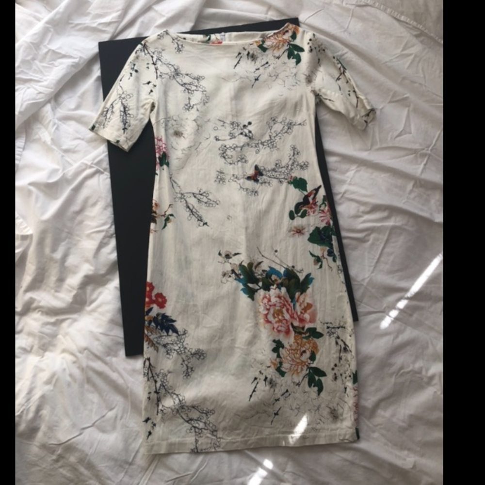 Zara White Floral Print Dress